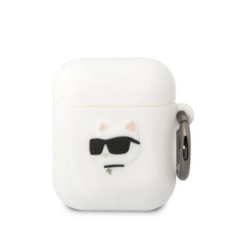   KARL LAGERFELD KLA2RUNCHH Apple Airpods 1 / 2 3D Sil NFT Choupette tok, fehér