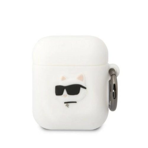 KARL LAGERFELD KLA2RUNCHH Apple Airpods 1 / 2 3D Sil NFT Choupette tok, fehér