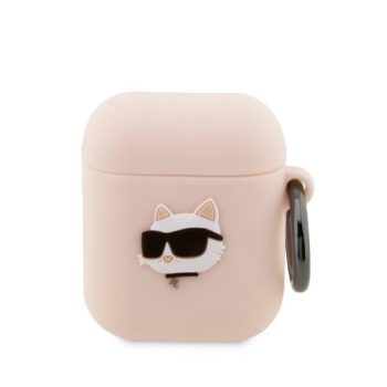   KARL LAGERFELD KLA2RUNCHP Apple Airpods 1 / 2 3D Sil NFT Choupette tok, rózsaszín