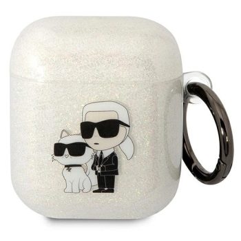   Karl Lagerfeld case Airpods 1 / 2 KLA2HNKCTGT Gliter Karl&Choupette tok, átlátszó