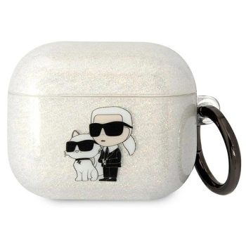   Karl Lagerfeld KLA3HNKCTGT Airpods 3 cover Gliter Karl&Choupette tok, átlátszó