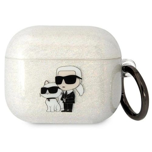 Karl Lagerfeld KLA3HNKCTGT Airpods 3 cover Gliter Karl&Choupette tok, átlátszó
