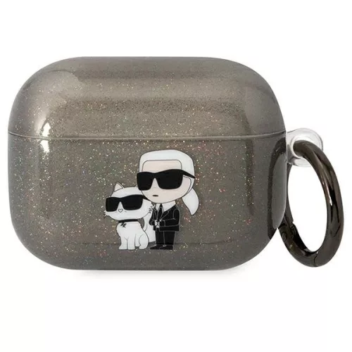 Karl Lagerfeld KLAPHNKCTGK Airpods Pro cover Gliter Karl&Choupette tok, fekete
