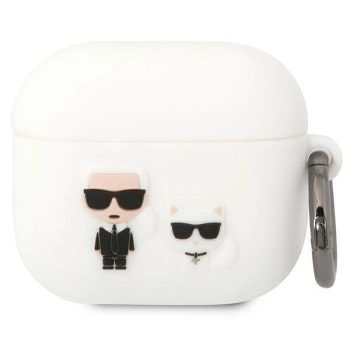   Karl Lagerfeld KLACA3SILKCW AirPods 3 Silicone Karl & Choupette tok, fehér