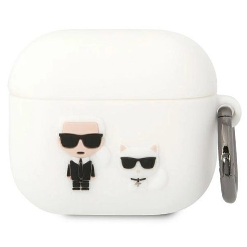 Karl Lagerfeld KLACA3SILKCW AirPods 3 Silicone Karl & Choupette tok, fehér