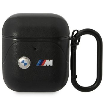 BMW BMA222PVTK Curved Line AirPods 1/2 bőr tok, fekete