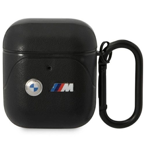 BMW BMA222PVTK Curved Line AirPods 1/2 bőr tok, fekete