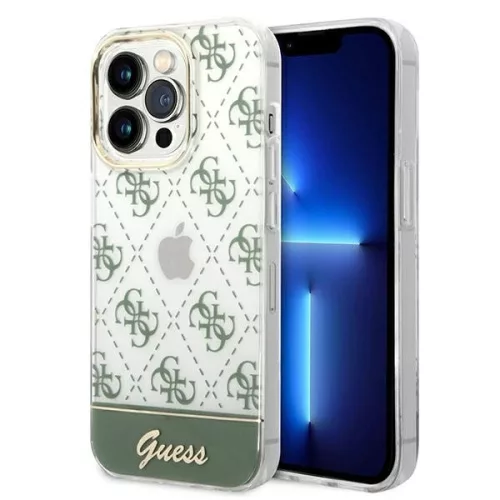 Guess iPhone 14 Pro Max 6,7" GUHCP14XHG4MHA IML Case Electroplated 4G Pattern Bottom Stripe Script Logo tok, khaki