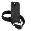 Karl Lagerfeld KLHCP14SSTMMK iPhone 14 6,1" Monogram Plaque Logo Strap tok, fekete