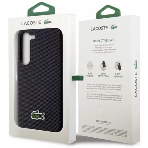 Lacoste LCHCS23MPVCK Samsung Galaxy S23 Plus, hátlap, tok Iconic Petit Pique, fekete