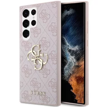   Guess GUHCS23L4GMGPI 4G Big Metal Logo Samsung Galaxy S23 Ultra, hátlap, tok, rózsaszín