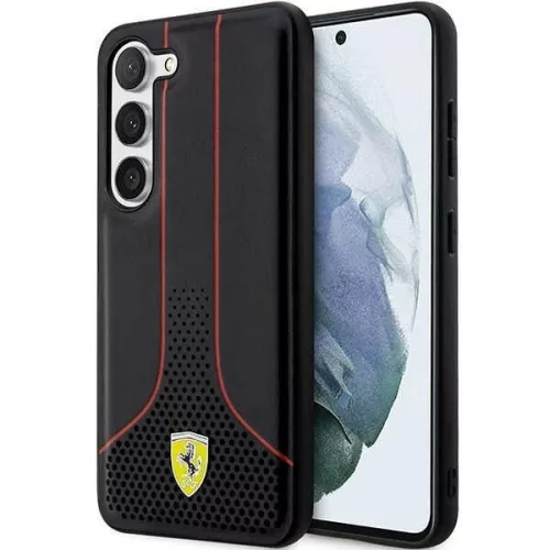 Ferrari FEHCS23MPCSK Perforated 296 P Samsung Galaxy S23 Plus, hátlap, tok, fekete