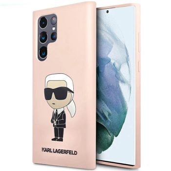   Karl Lagerfeld Silicone Ikonik Samsung Galaxy S23 Ultra KLHCS23LSNIKBCP, hátlap, tok, rózsaszín