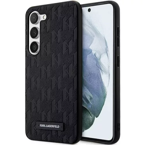 Karl Lagerfeld KLHCS23SSAKLHPK Saffiano Mono Metal Logo Samsung Galaxy S23 hátlap, tok, fekete