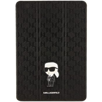   Karl Lagerfeld KLFC10SAKHPKK iPad 10.2" Folio Magnet Allover Cover Saffiano Monogram Ikonik tok, fekete