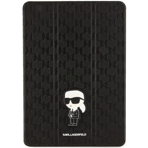 Karl Lagerfeld KLFC10SAKHPKK iPad 10.2" Folio Magnet Allover Cover Saffiano Monogram Ikonik tok, fekete