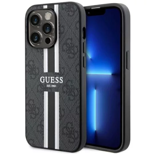 GUESS GUHMP14XP4RPSK iPhone 14 PRO MAX (MagSafe 4G Printed Stripes / tok, fekete)