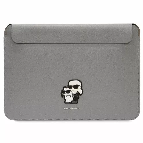 Karl Lagerfeld bag laptop 14" KLCS14SAKCPMG Saffiano Karl&Choupette laptop táska, ezüst