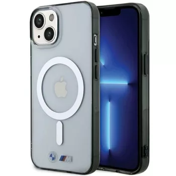   BMW BMHMP15SHCRS iPhone 15 6.1" hardcase tok, ezüst Ring MagSafe tok, átlátszó