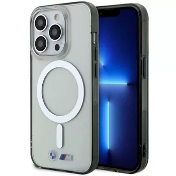   BMW BMHMP15LHCRS iPhone 15 Pro 6.1" hardcase tok, ezüst Ring MagSafe tok, átlátszó