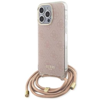   Guess GUHCP15LHC4SEP iPhone 15 Pro 6.1" Crossbody Cord 4G Print tok, rózsaszín