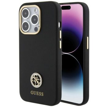   Guess GUHCP15XM4DGPK iPhone 15 Pro Max 6.7" Silicone Logo Strass 4G tok, fekete