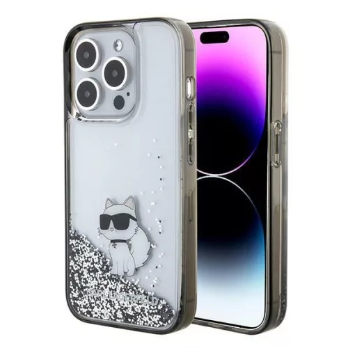Karl Lagerfeld iPhone 15 Pro 6,1" KLHCP15LLKCNSK Liquid Glitter Choupette tok, átlátszó