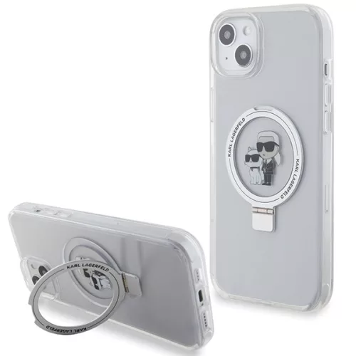 Karl Lagerfeld KLHMP15MHMRSKCH iPhone 15 Plus / 14 Plus 6.7" Ring Stand Karl&Choupettte MagSafe tok, fehér