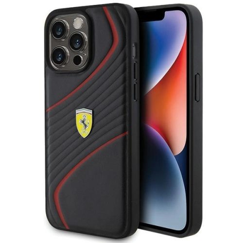 Ferrari FEHCP15XPTWK iPhone 15 Pro Max 6.7" hardcase Twist Metal Logo tok, fekete