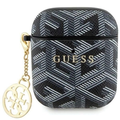 GUESS AirPods 1 / 2 GUA2PGCE4CK Gcube Classic Case Gold Logo W/Charm tok, fekete