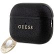 Guess GUAP2PGEHCDK AirPods Pro 2 (2022/2023) cover Fixed Glitter Heart Diamond Charm tok, fekete