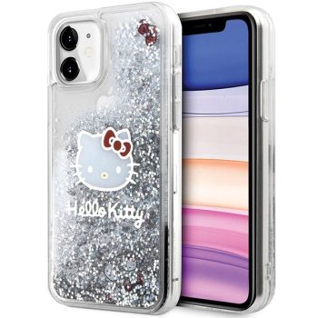   Hello Kitty HKHCN61LIKHET iPhone 11 / Xr 6.1" Liquid Glitter Charms Kitty Head tok, ezüst
