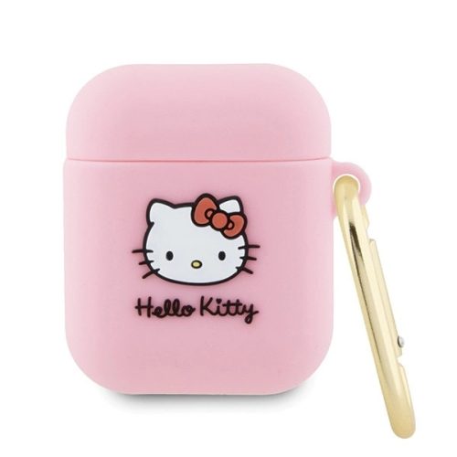 Hello Kitty HKA23DKHSP Airpods 1/2 cover Silicone 3D Kitty Head tok, rózsaszín