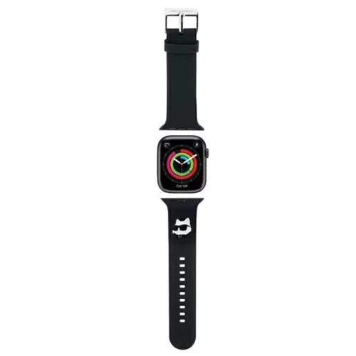 Karl Lagerfeld 3D Rubber Choupette Heads óraszíj Apple Watch 38/40/41mm tok, fekete