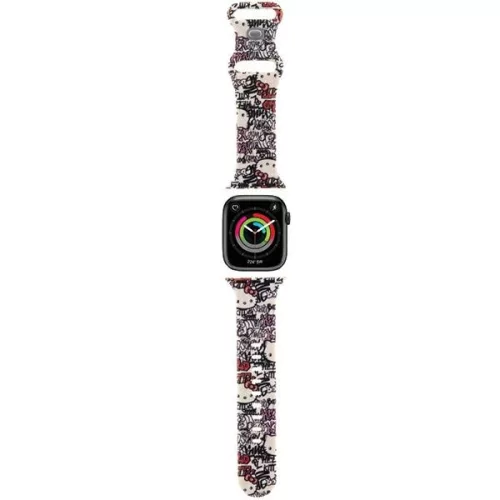 Hello Kitty Silicone Tags Graffiti óraszíj Apple Watch 38/40/41mm tok, bézs