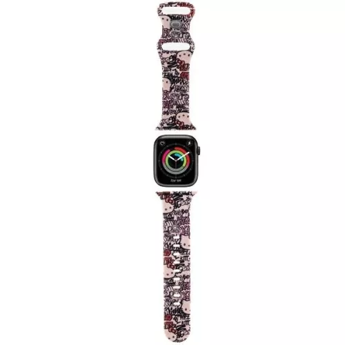 Hello Kitty Silicone Tags Graffiti óraszíj Apple Watch 38/40/41mm, rózsaszín