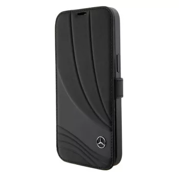   Mercedes MEBKP15L8ROLK iPhone 15 Pro 6.1" bookcase Leather Wave Patern tok, fekete