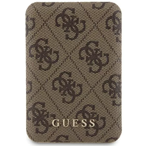 Guess 4G bőr Metal Logo MagSafe Powerbank indukciós 15W GUPB5FP4EMGW 5000mAh, barna