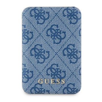   Guess GUPB5FP4EMGB 4G Leather Metal Logo MagSafe powerbank 15W 5000mAh, kék