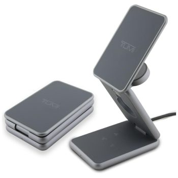   TUMI hajtogatható 3 az 1-ben vezeték nélküli töltő 15W + tok, szürke