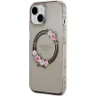 Guess GUHMP15SHFWFCK iPhone 15 6.1"  IML Flowers Wreatch MagSafe tok, fekete