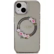 Guess GUHMP15SHFWFCK iPhone 15 6.1"  IML Flowers Wreatch MagSafe tok, fekete