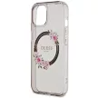 Guess GUHMP15SHFWFCK iPhone 15 6.1"  IML Flowers Wreatch MagSafe tok, fekete
