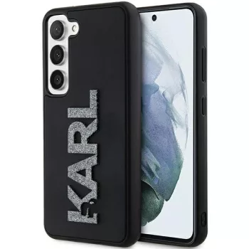   Karl Lagerfeld KLHCS23S3DMBKCK 3D Rubber Glitter Logo Samsung Galaxy S23, hátlap, tok, fekete
