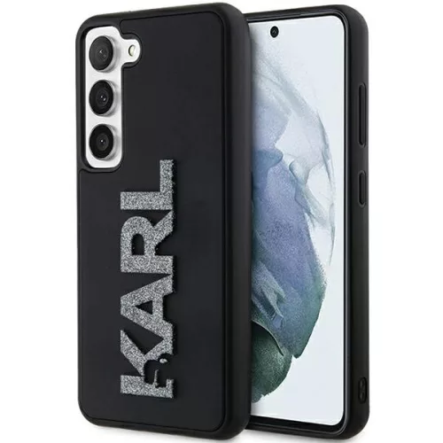 Karl Lagerfeld KLHCS23M3DMBKCK 3D Rubber Glitter Logo Samsung Galaxy S23 Plus, hátlap, tok, fekete