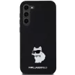 Karl Lagerfeld Silicone Choupette Metal Pin case for Samsung Galaxy S23 Plus tok, fekete