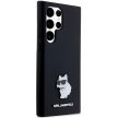 Karl Lagerfeld Silicone Choupette Metal Pin case for Samsung Galaxy S23 Ultra tok, fekete