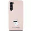 Karl Lagerfeld Silicone Choupette Metal Pin case for Samsung Galaxy S23 Plus tok, rózsaszín