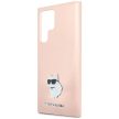 Karl Lagerfeld Silicone Choupette Metal Pin case for Samsung Galaxy S23 Ultra tok, rózsaszín