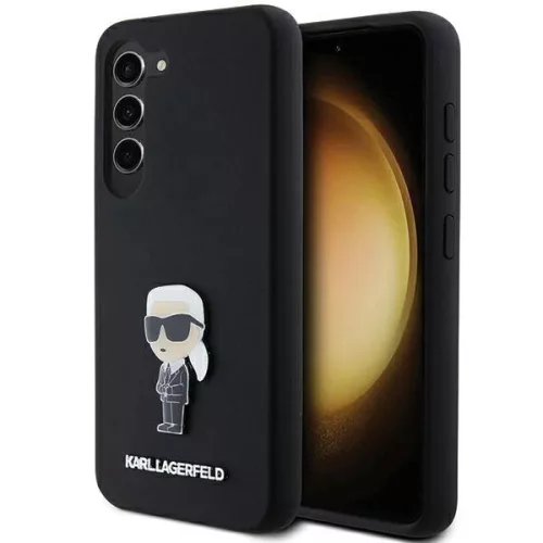 Karl Lagerfeld Silicone Ikonik Metal Pin case for Samsung Galaxy S23 tok, fekete